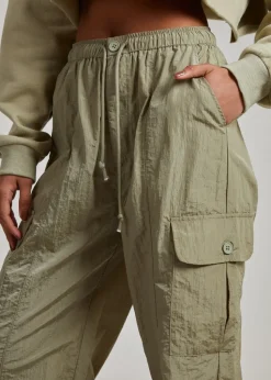 Pink Vanilla Green Parachute Cargo Pants