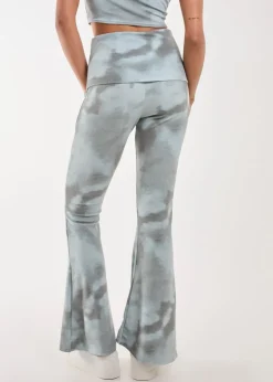 Pink Vanilla Green Tie Dye Rib Fold Over Flares