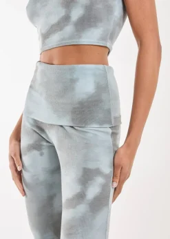 Pink Vanilla Green Tie Dye Rib Fold Over Flares