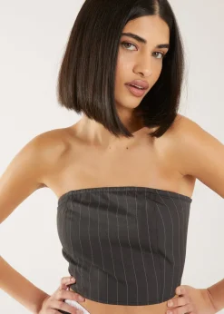 Pink Vanilla Grey Bandeau Crop Top