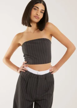 Pink Vanilla Grey Bandeau Crop Top