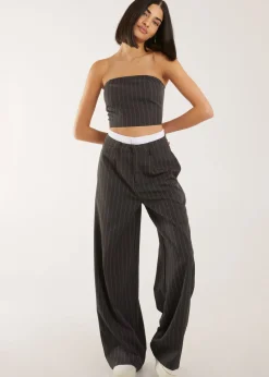 Pink Vanilla Grey Bandeau Crop Top