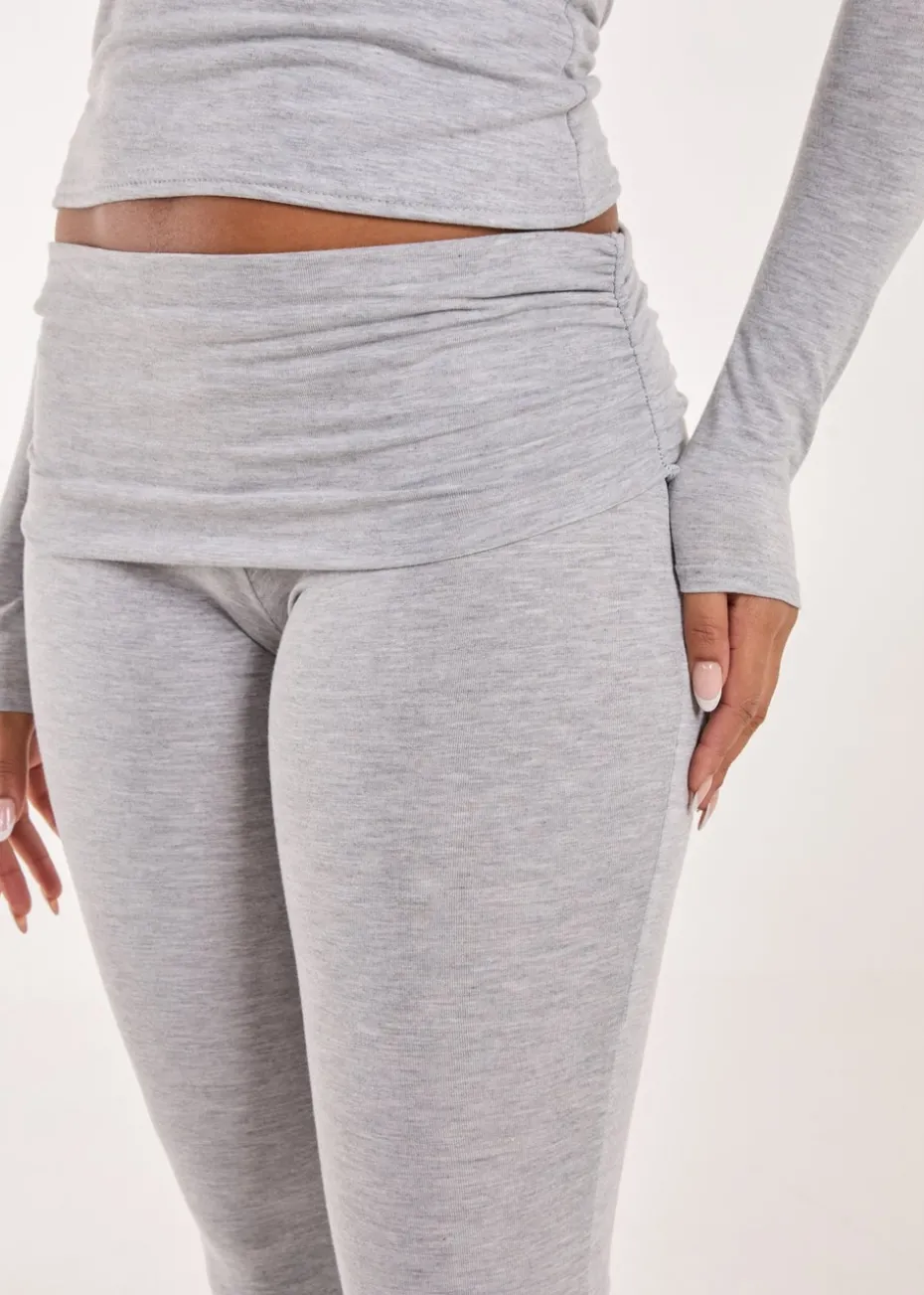 Pink Vanilla Grey Fold Over Waist Lounge Flares