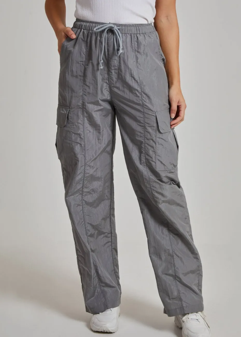 Pink Vanilla Grey Parachute Cargo Pants