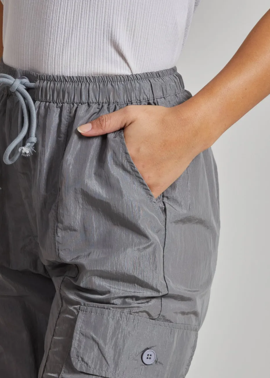 Pink Vanilla Grey Parachute Cargo Pants