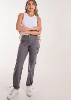 Pink Vanilla Grey Pocket Detail Wide Leg Cargo Pants