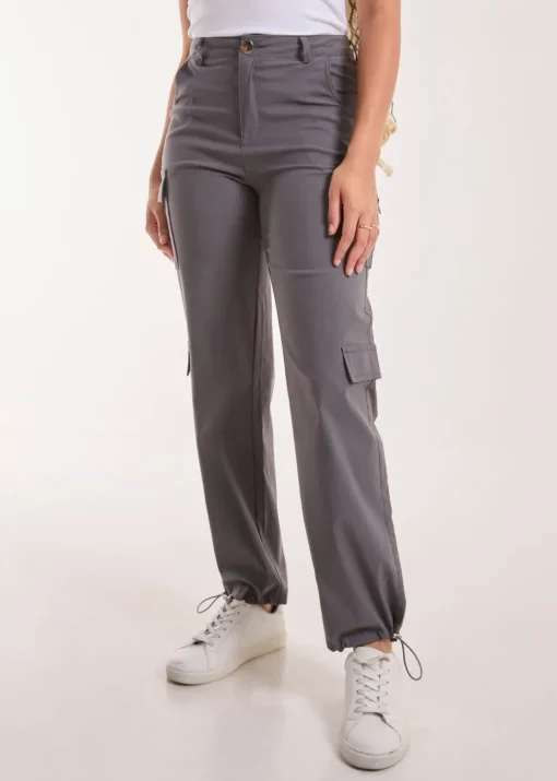 Pink Vanilla Grey Pocket Detail Wide Leg Cargo Pants
