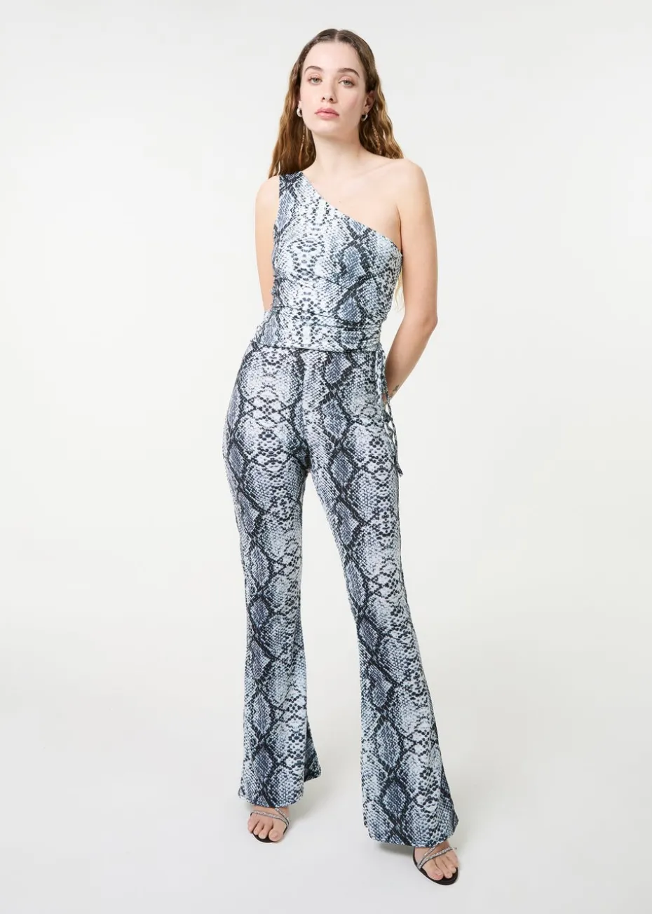 Pink Vanilla Grey Snake Print Flare Trousers