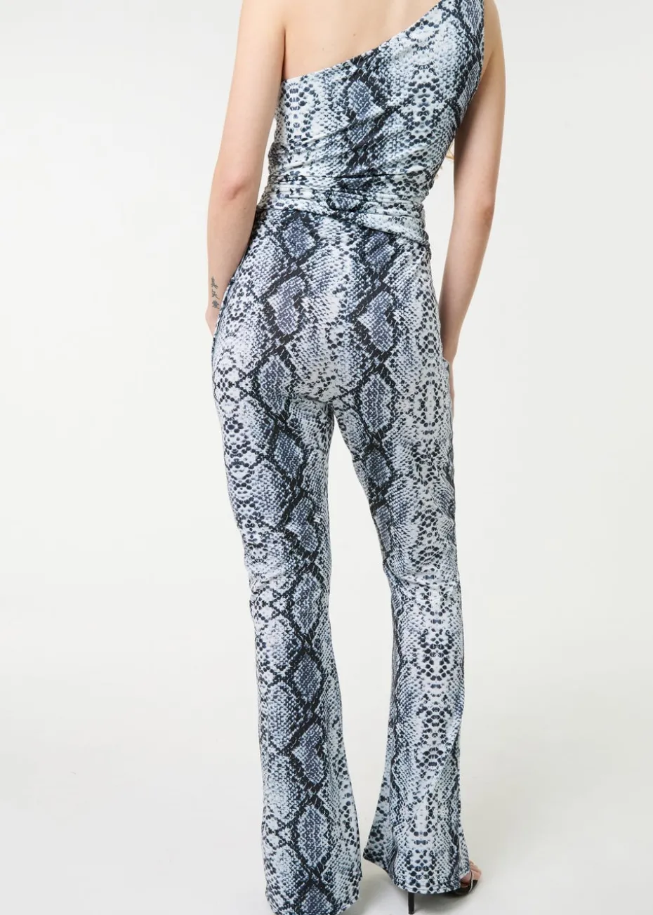 Pink Vanilla Grey Snake Print Flare Trousers