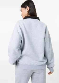 Pink Vanilla Grey Sports Studio Half Zip Sweat