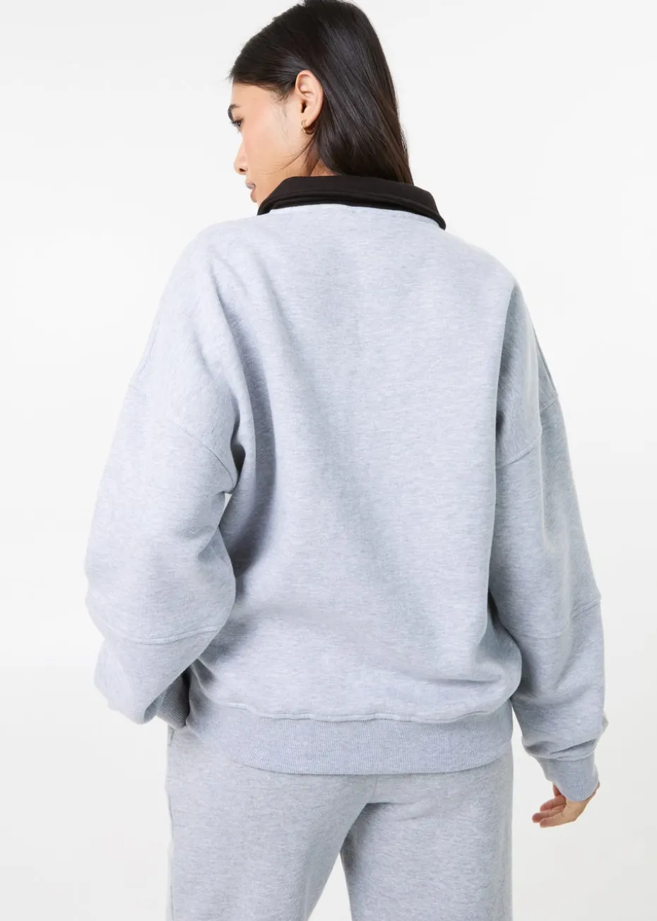 Pink Vanilla Grey Sports Studio Half Zip Sweat
