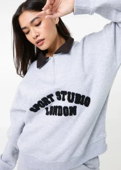 Pink Vanilla Grey Sports Studio Half Zip Sweat