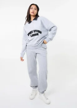 Pink Vanilla Grey Sports Studio Half Zip Sweat