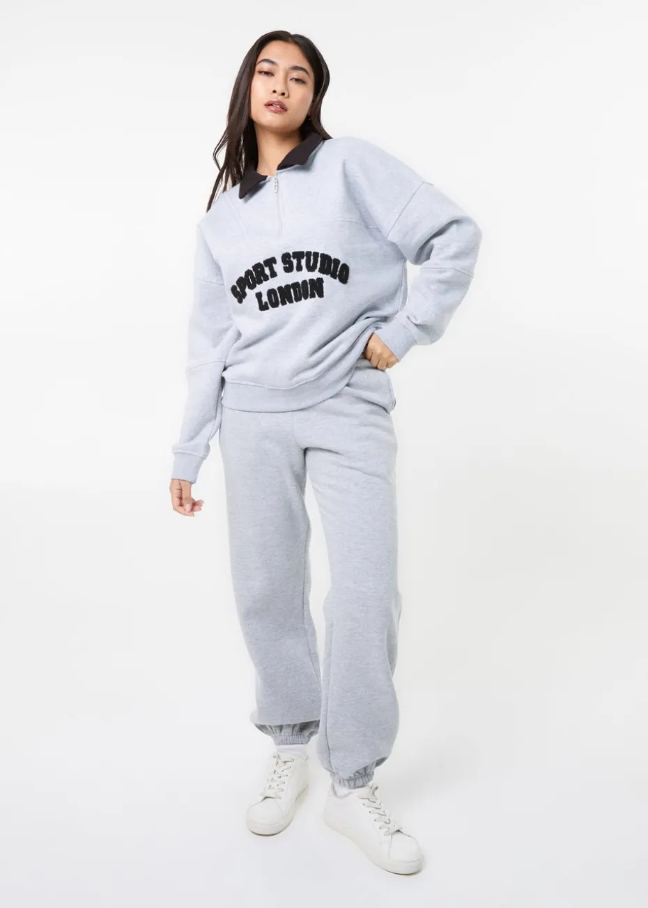 Pink Vanilla Grey Sports Studio Half Zip Sweat