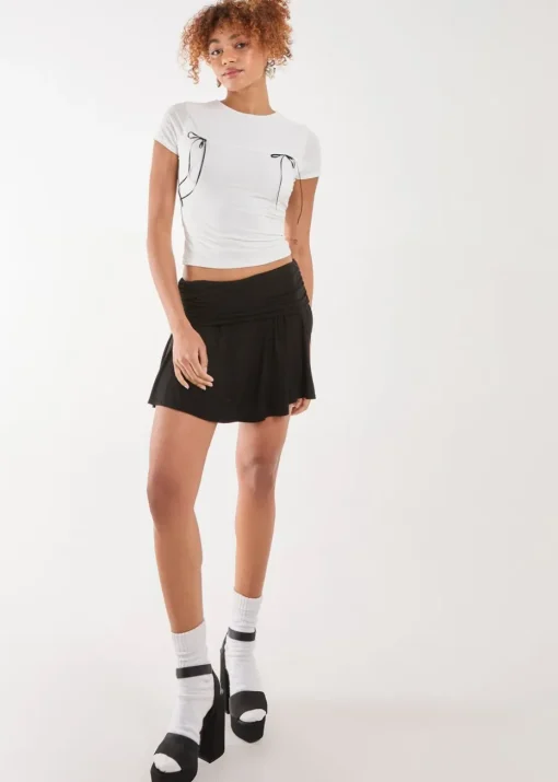 Pink Vanilla Ivory Bow Detail T-Shirt