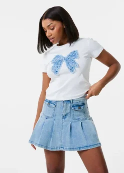 Pink Vanilla Ivory Bow Patchwork T-Shirt