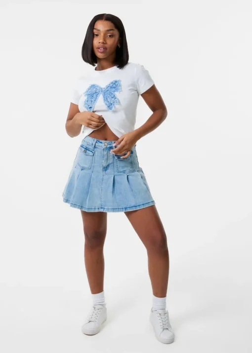 Pink Vanilla Ivory Bow Patchwork T-Shirt