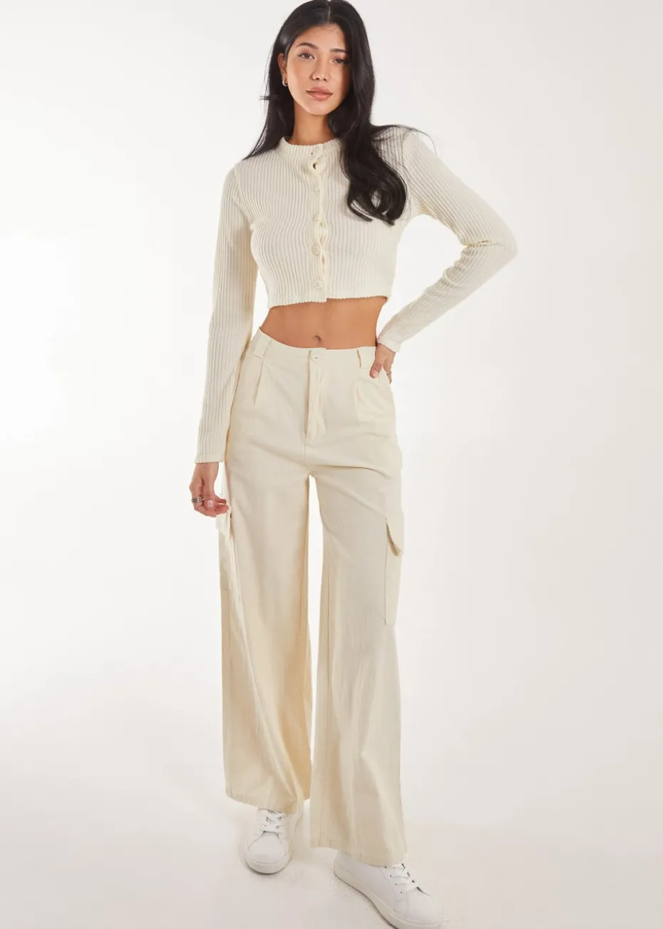 Pink Vanilla Ivory Brushed Long Sleeve Cardigan