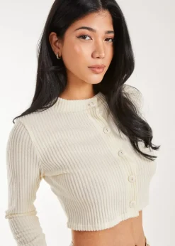 Pink Vanilla Ivory Brushed Long Sleeve Cardigan