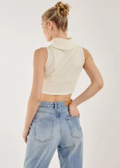 Pink Vanilla Ivory Brushed Racer Rib Vest