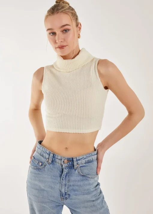 Pink Vanilla Ivory Brushed Racer Rib Vest