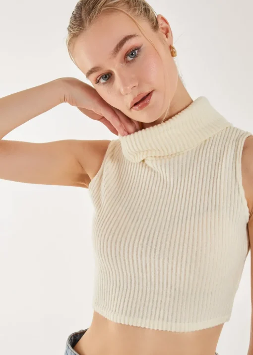 Pink Vanilla Ivory Brushed Racer Rib Vest