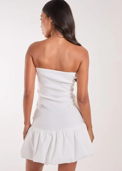 Pink Vanilla Ivory Bubble Hem Puff Mini Dress
