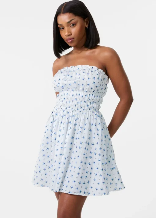 Pink Vanilla Ivory Ditsy Bandeau Mini Dress