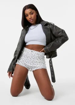 Pink Vanilla Ivory Ditsy Print Shorts with Lace