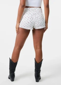 Pink Vanilla Ivory Ditsy Print Shorts with Lace