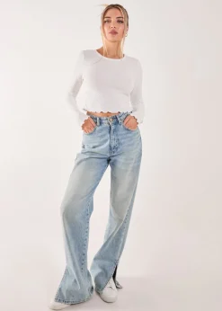 Pink Vanilla Ivory Zig Zag Jersey Long Sleeve Top