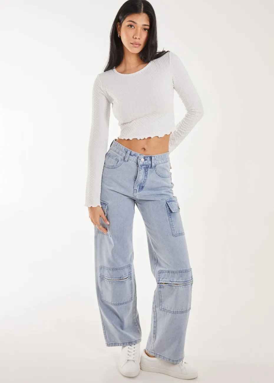 Pink Vanilla Ivory Zig Zag Jersey Long Sleeve Top