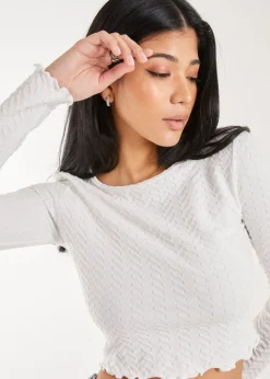 Pink Vanilla Ivory Zig Zag Jersey Long Sleeve Top