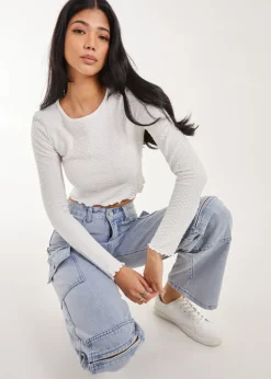 Pink Vanilla Ivory Zig Zag Jersey Long Sleeve Top