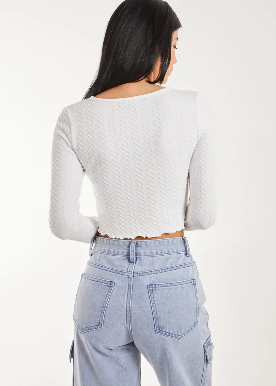 Pink Vanilla Ivory Zig Zag Jersey Long Sleeve Top