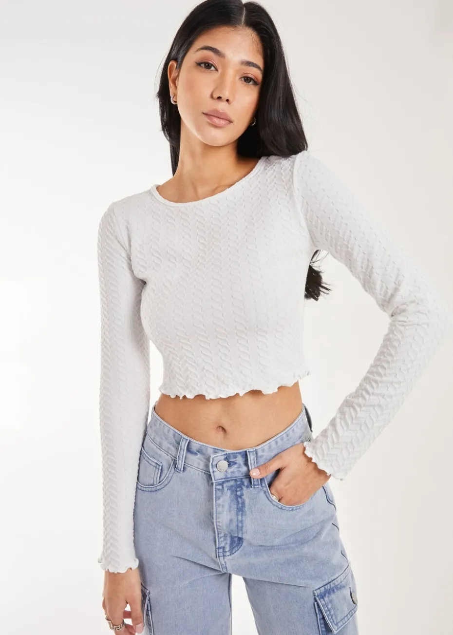 Pink Vanilla Ivory Zig Zag Jersey Long Sleeve Top