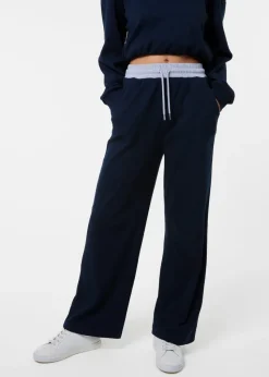 Pink Vanilla Navy Contrast Band Wide Leg Joggers
