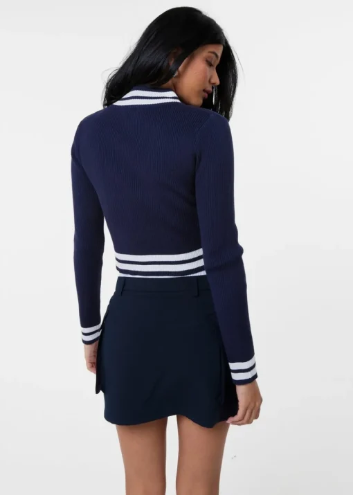Pink Vanilla Navy Knitted Cardigan Contrast Tipping