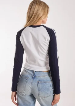 Pink Vanilla Navy Long Sleeve Contrast Crew Top