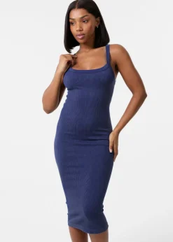 Pink Vanilla Navy Washed Ribbed Racer Dress