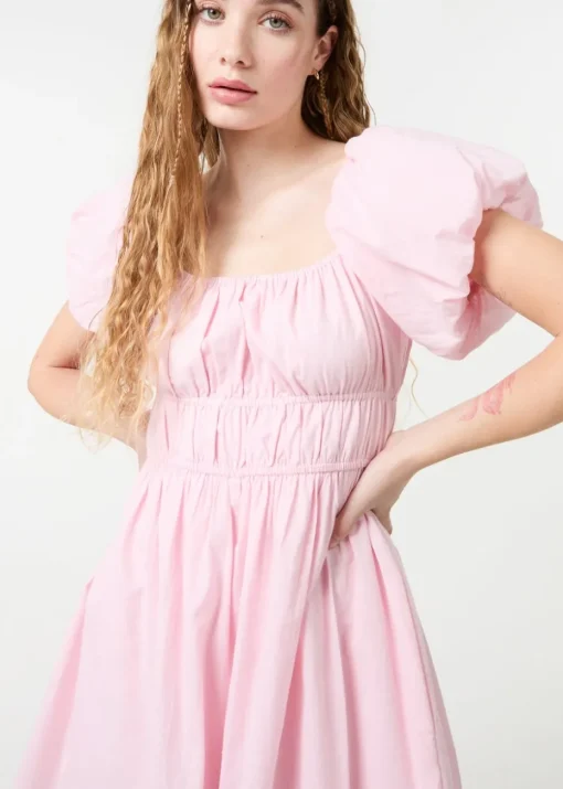 Pink Vanilla Pink Puff Sleeve Mini Dress with Shorts