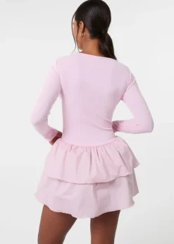 Pink Vanilla Pink Rib Dress With RaRa Skirt