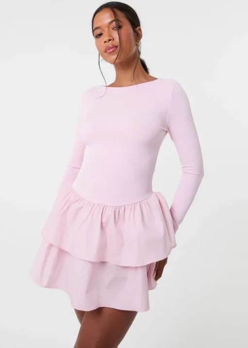 Pink Vanilla Pink Rib Dress With RaRa Skirt