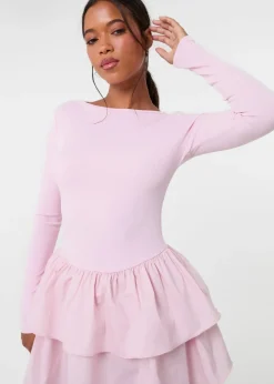 Pink Vanilla Pink Rib Dress With RaRa Skirt