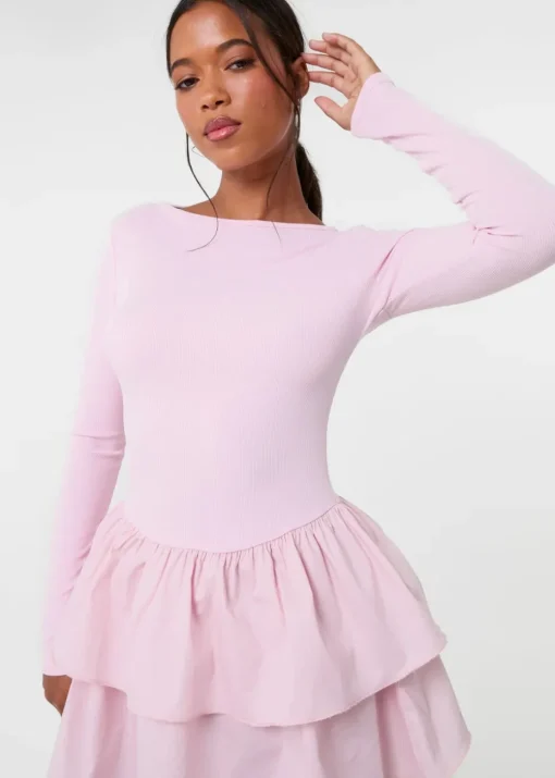 Pink Vanilla Pink Rib Dress With RaRa Skirt