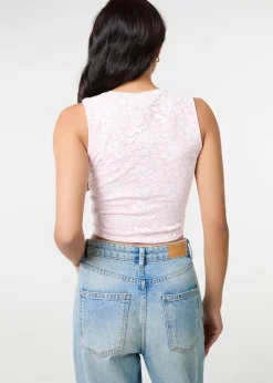 Pink Vanilla Pink V Neck Lace Crop Top