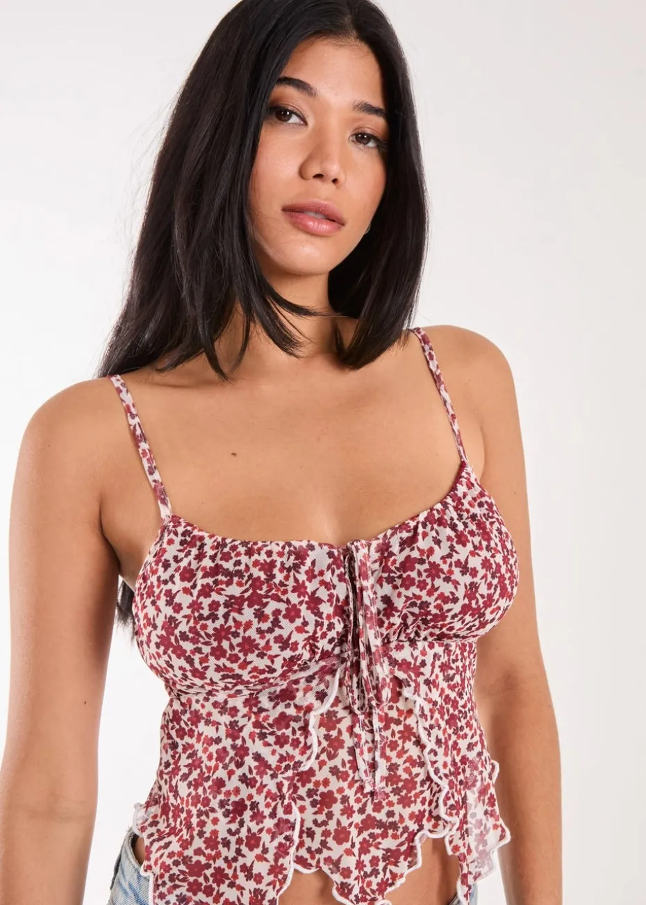 Pink Vanilla Red Butterfly Ditsy Cami Top