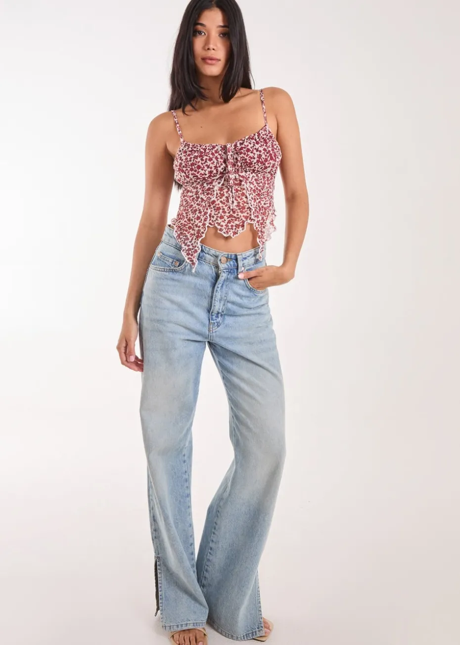 Pink Vanilla Red Butterfly Ditsy Cami Top