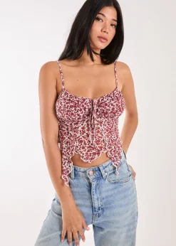 Pink Vanilla Red Butterfly Ditsy Cami Top