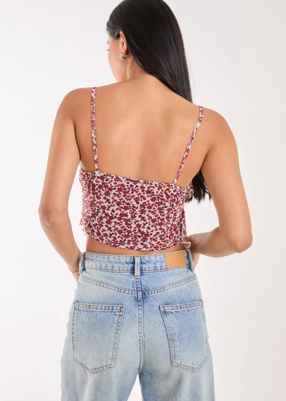 Pink Vanilla Red Butterfly Ditsy Cami Top